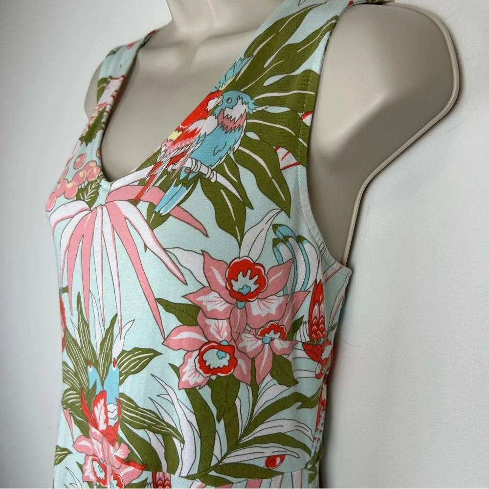 Talbots Floral Parrot Print Sleeveless Knit Maxi sz LP ResortWear Preppy Coastal - Picture 4 of 14